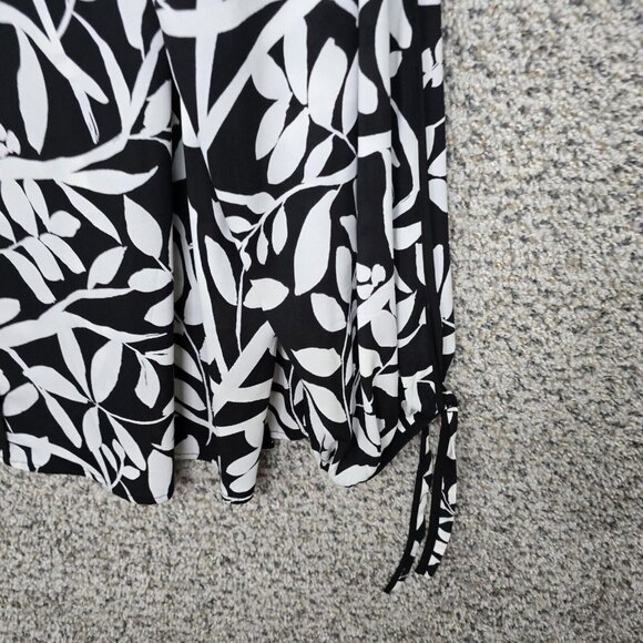 Calvin Klein Top Womens Plus 2X Black Satin Floral Print Collared‎ Casual Ladies - Picture 2 of 6